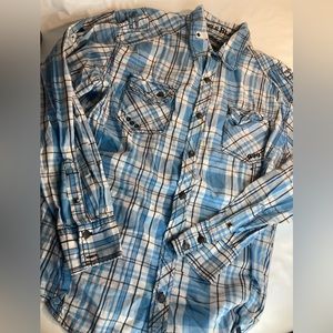 Buckle Blue Casual Button Down Shirt